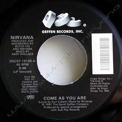 超激レア！ニルヴァーナ DJプロモ UK盤 12インチシングル カム・アズ・ユー COME AS YOU ARE